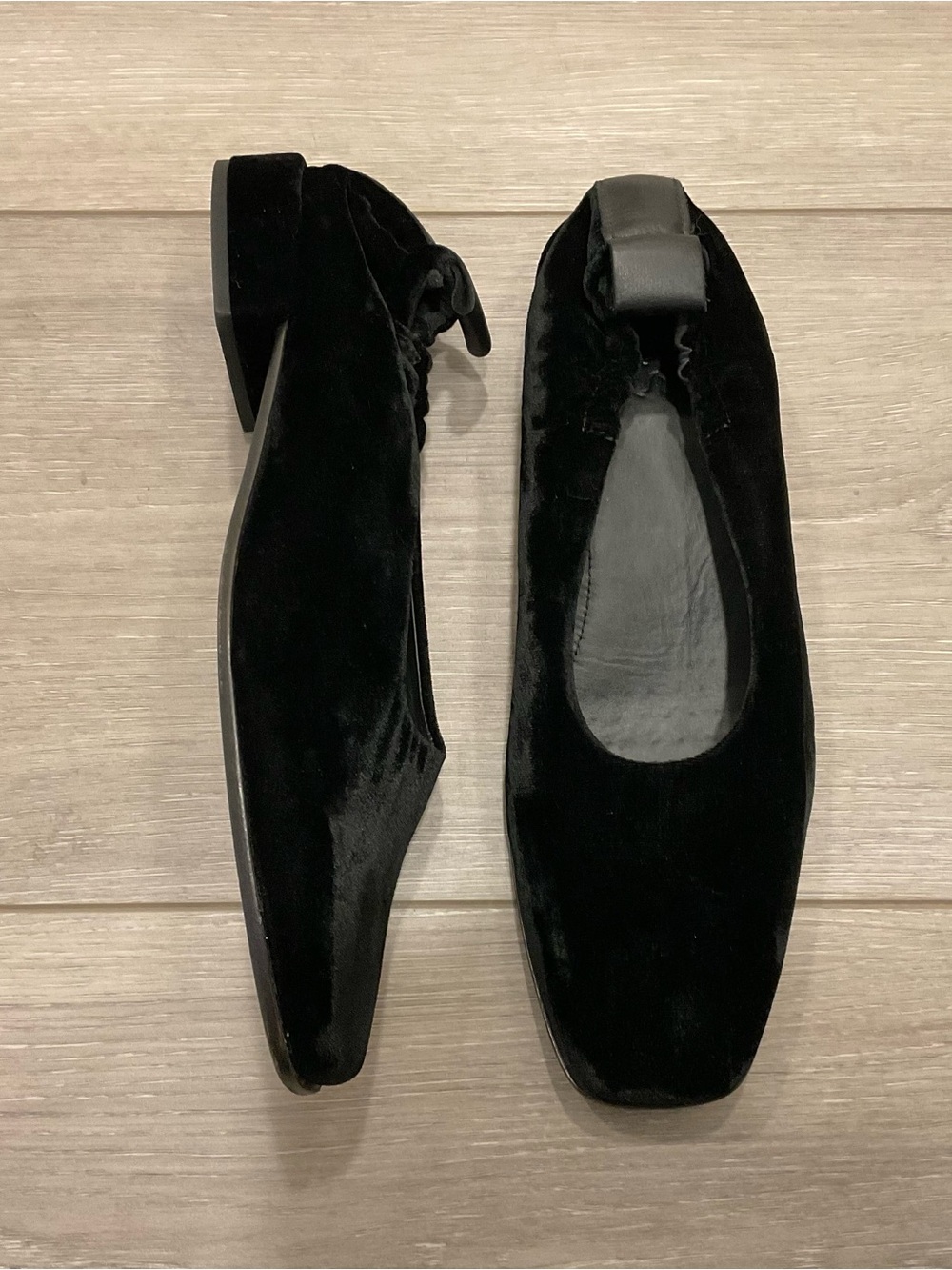 COS Black Velvet Square Toe Slip-On Loafer Size EU 39